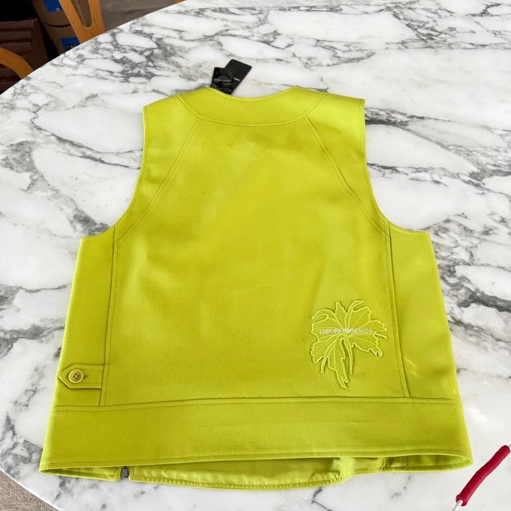 Emporio Armani Neon Lime Green D41J51  Poly-Cotton Blend Sleeveless Vest, Sz. 50